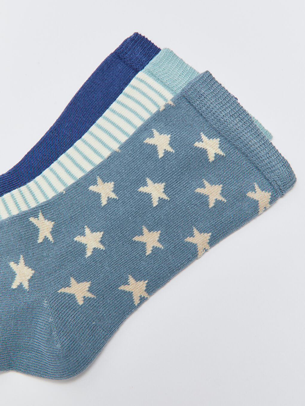 Mavi Desenli Kadın Soket Çorap 3'lü-2