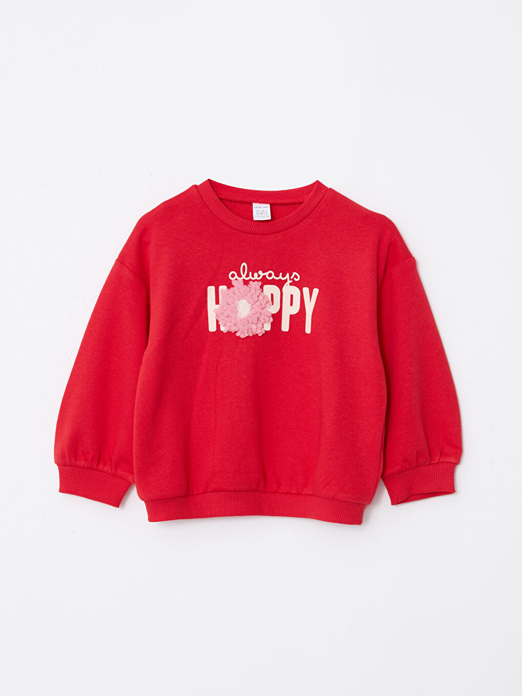 Kırmızı Bisiklet Yaka Uzun Kollu Baskılı Kız Bebek Sweatshirt