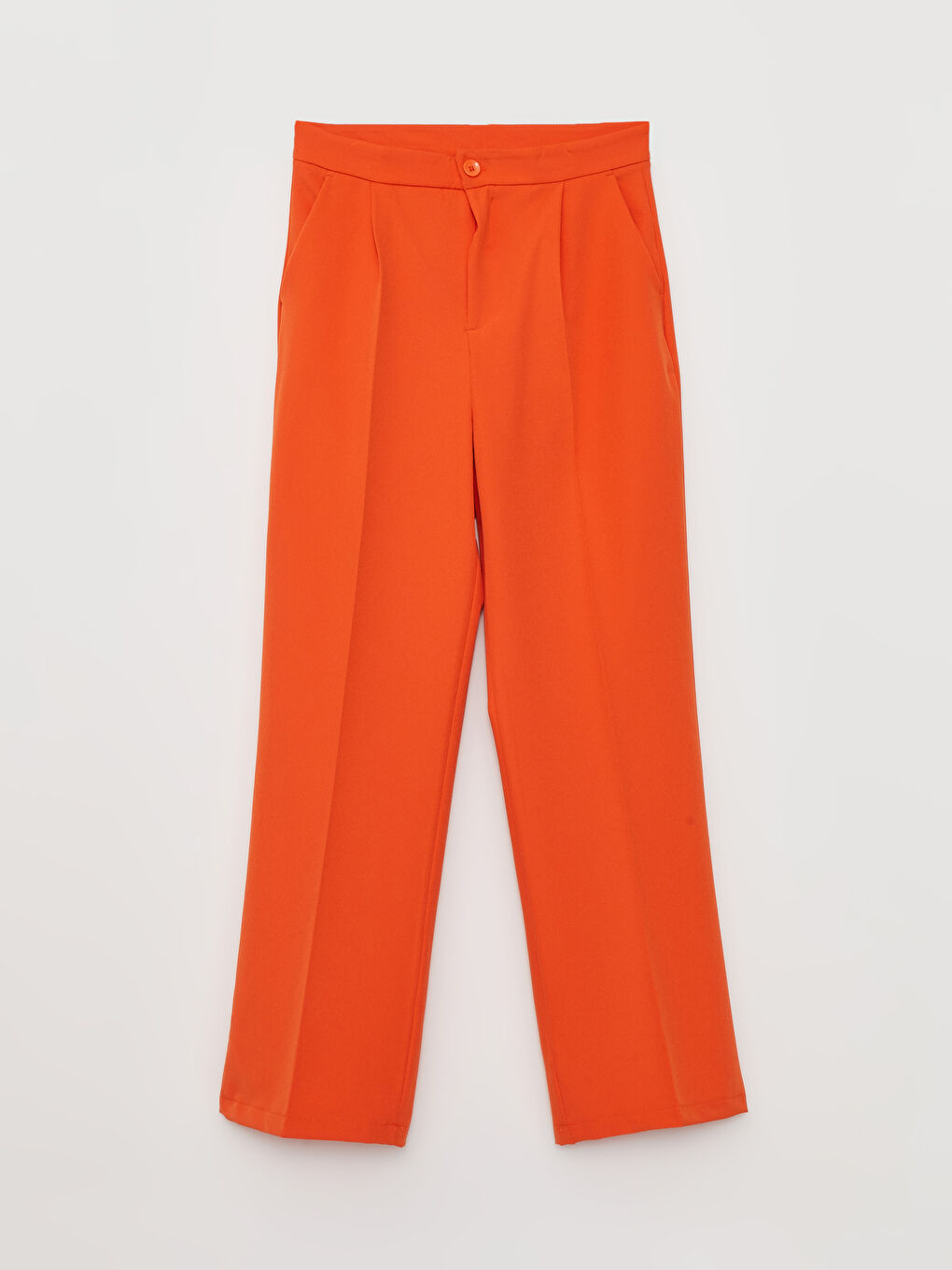 Turuncu Kadın Rahat Kalıp Düz Pantolon-4