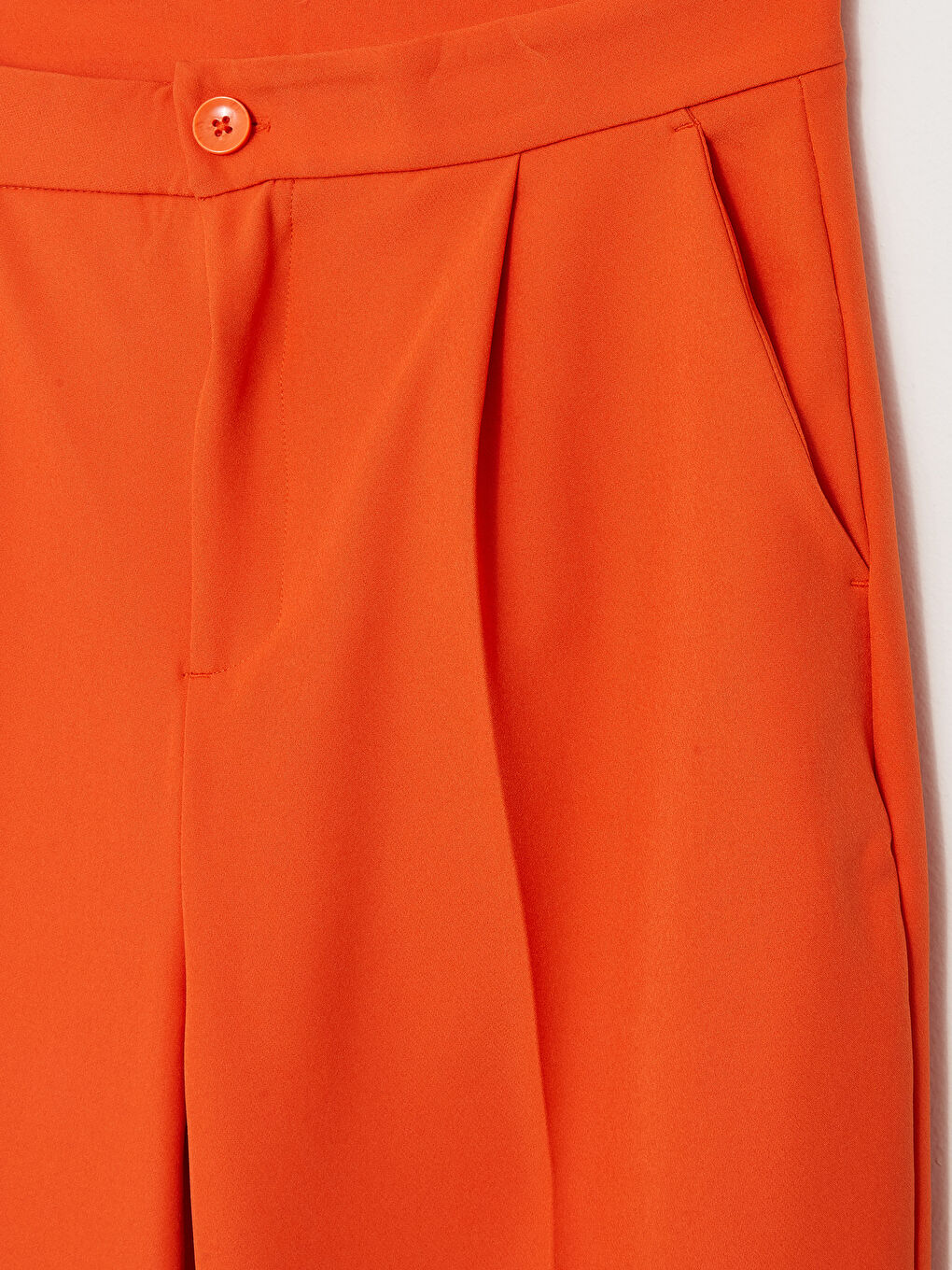 Turuncu Kadın Rahat Kalıp Düz Pantolon-5