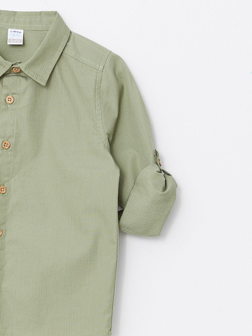 Yeşil Uzun Kollu Basic Erkek Bebek Gömlek-1