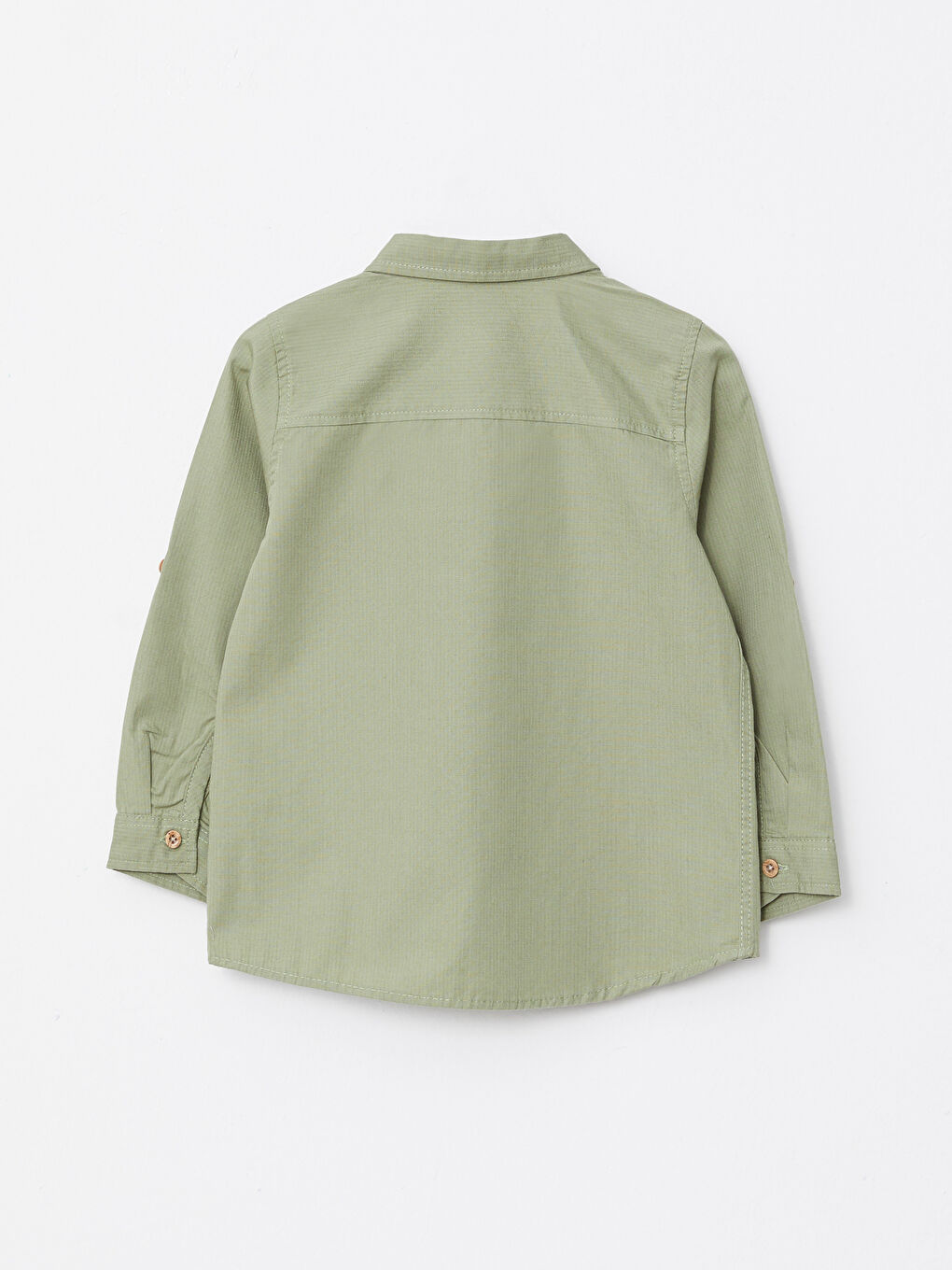 Yeşil Uzun Kollu Basic Erkek Bebek Gömlek-2