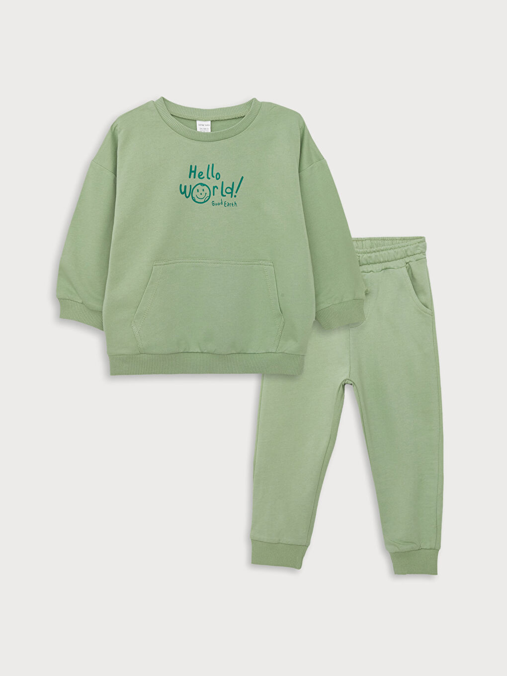 LC Waikiki Crew Neck Long Sleeve Printed Baby Boys' Sweatshirt and Sweatpants 2 Pack Set -W2HM17Z1-GDK