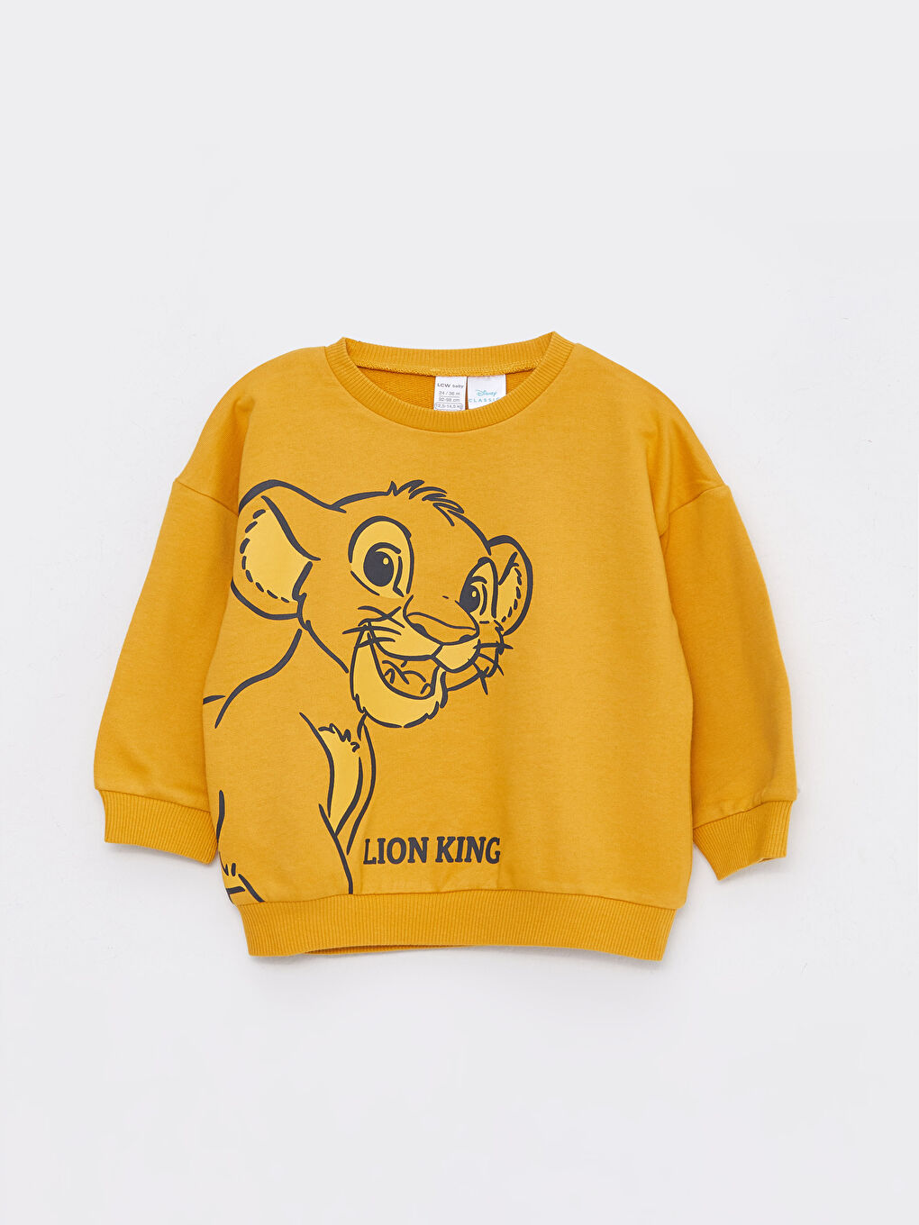 LCW baby Sarı Bisiklet Yaka Uzun Kollu Aslan Kral Baskılı Erkek Bebek Sweatshirt 2'li - 2