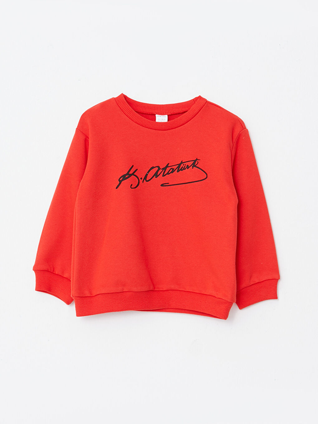 Kırmızı Bisiklet Yaka Uzun Kollu Atatürk İmza Baskılı Kız Bebek Sweatshirt