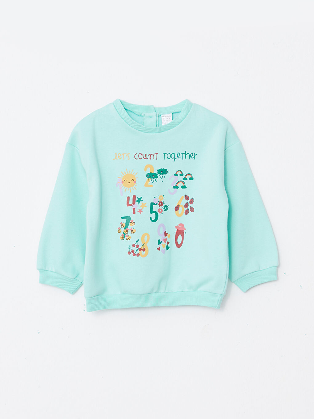 Turkuaz Bisiklet Yaka Uzun Kollu Baskılı Kız Bebek Sweatshirt ve Eşofman Alt 2'li Takım-1