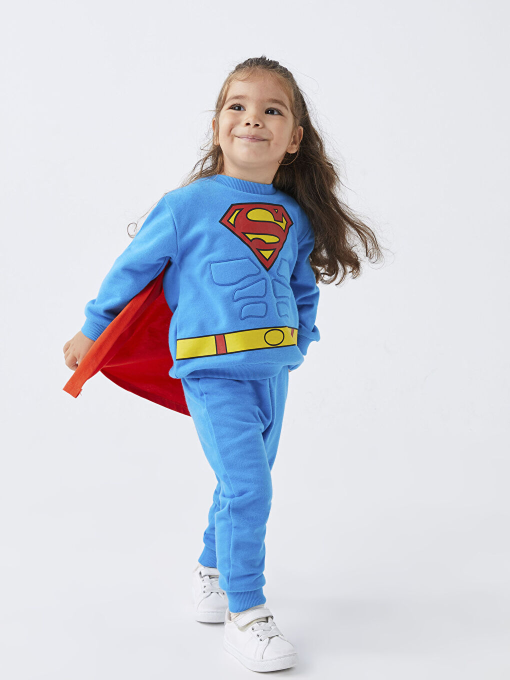 بدلة أطفال ياقة دائرية كم طويل سوبرمان مطبوع للجنسين ٣ قطع