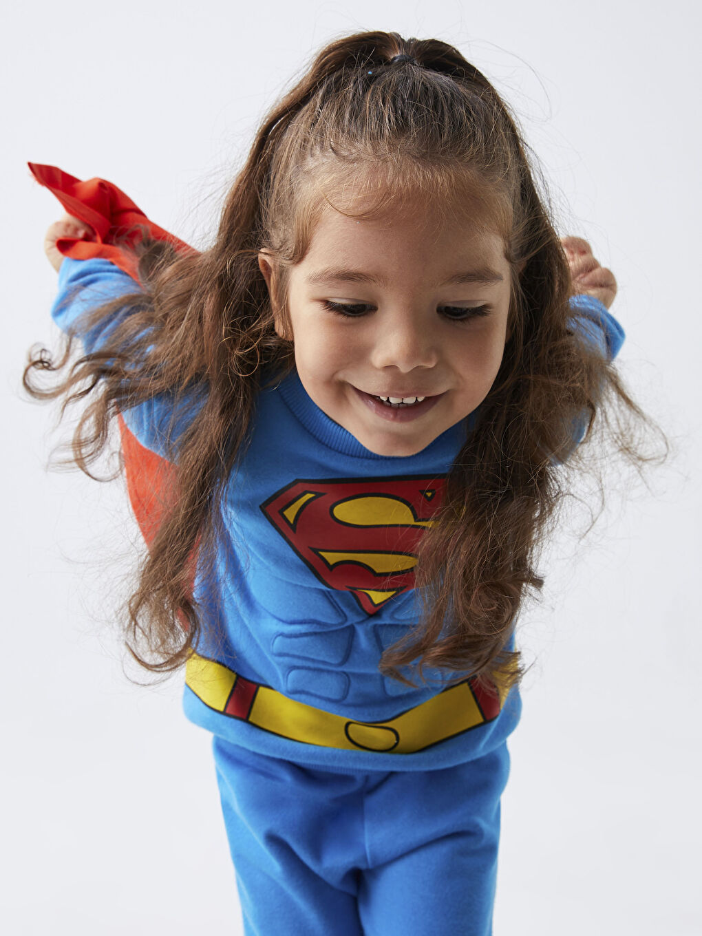 بدلة أطفال ياقة دائرية كم طويل سوبرمان مطبوع للجنسين ٣ قطع-1