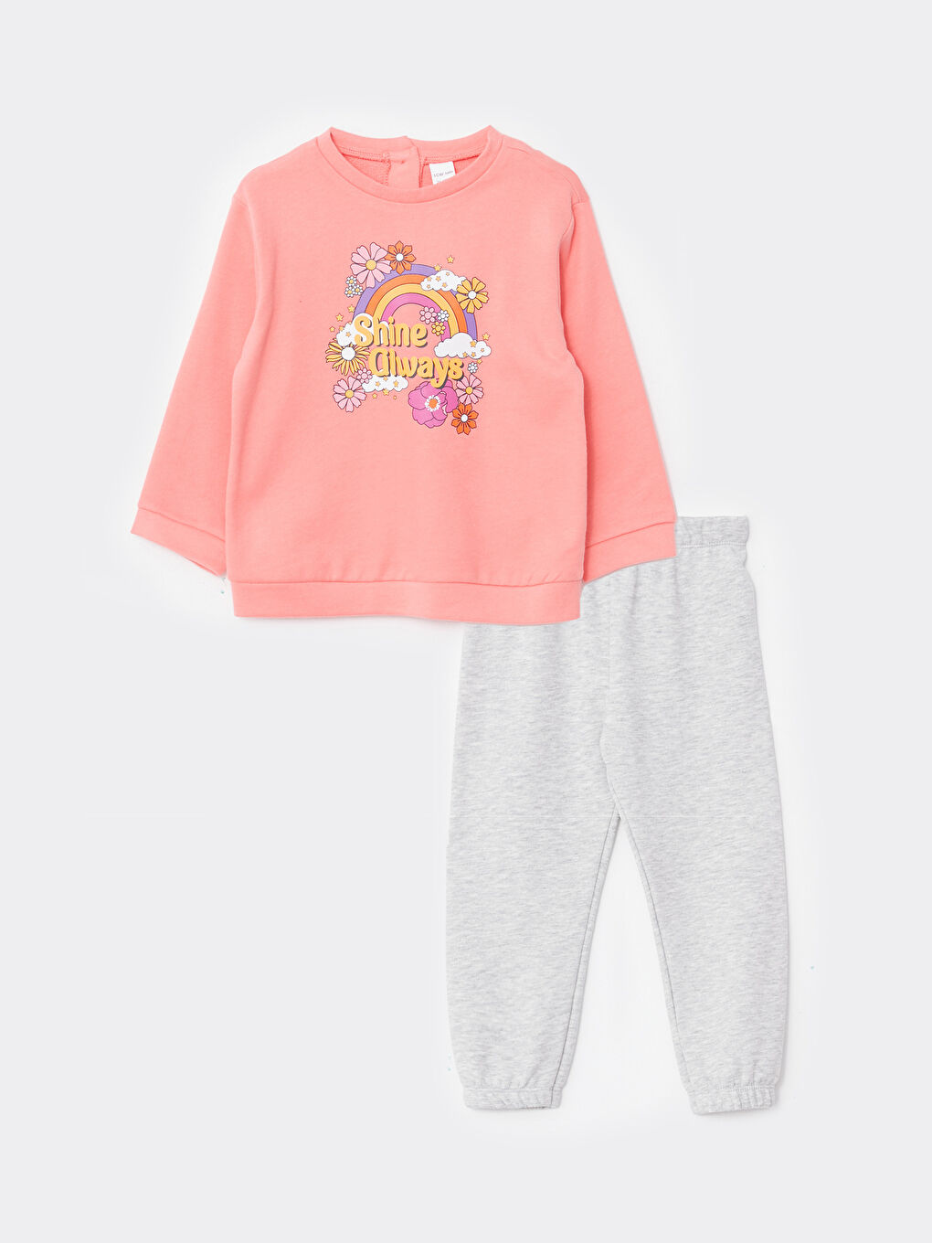Комплект из 2 предметов: Толстовка с круглым вырезом, длинными рукавами и принтом для малышек и спортивные штаны