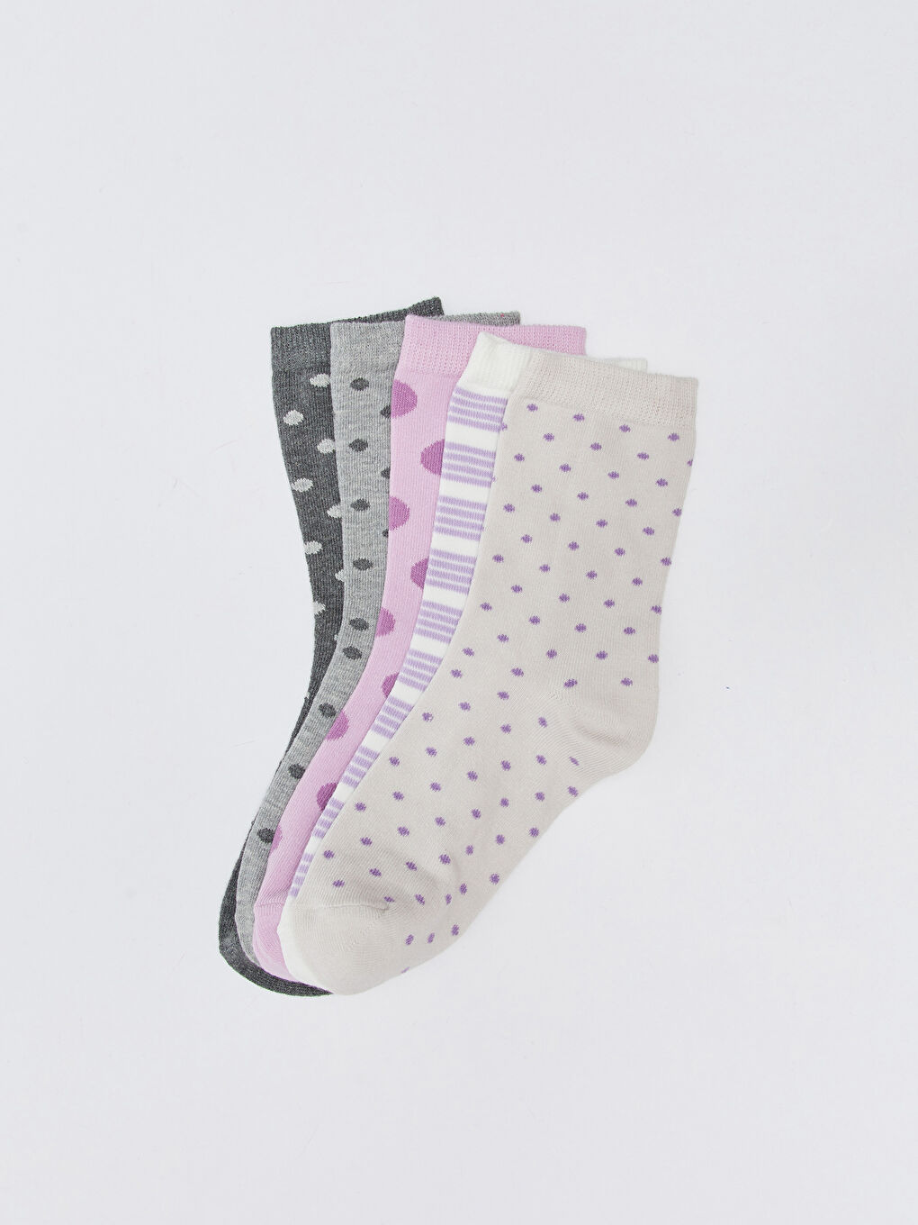 Pembe Desenli Kadın Soket Çorap 5'li