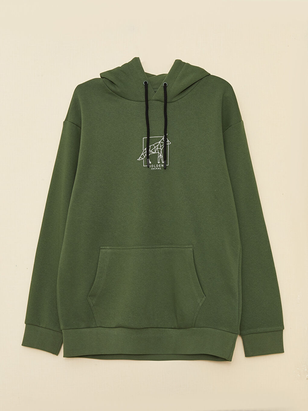 LCW Casual Orta Yeşil Uzun Kollu Baskılı Erkek Hoodie - 5