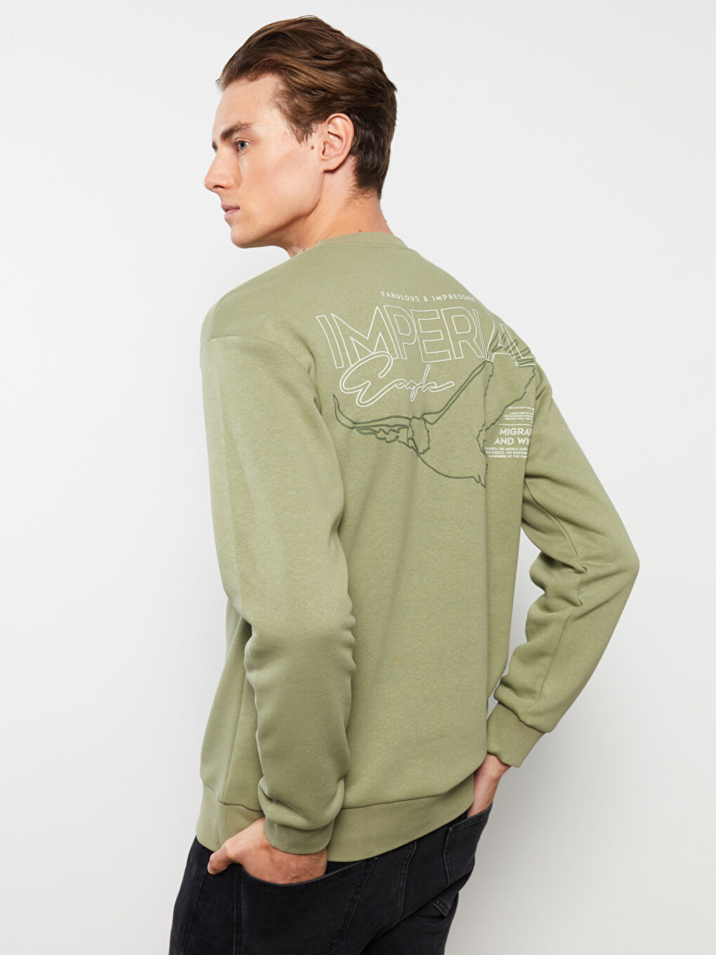 LC Waikiki Crew Neck Printed Men's Thick Sweatshirt
