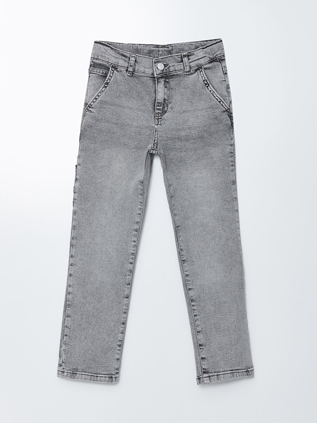 Gri Basic Pamuklu Erkek Çocuk Jean Pantolon-2