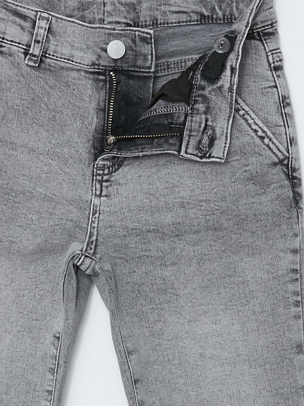 Gri Basic Pamuklu Erkek Çocuk Jean Pantolon-4
