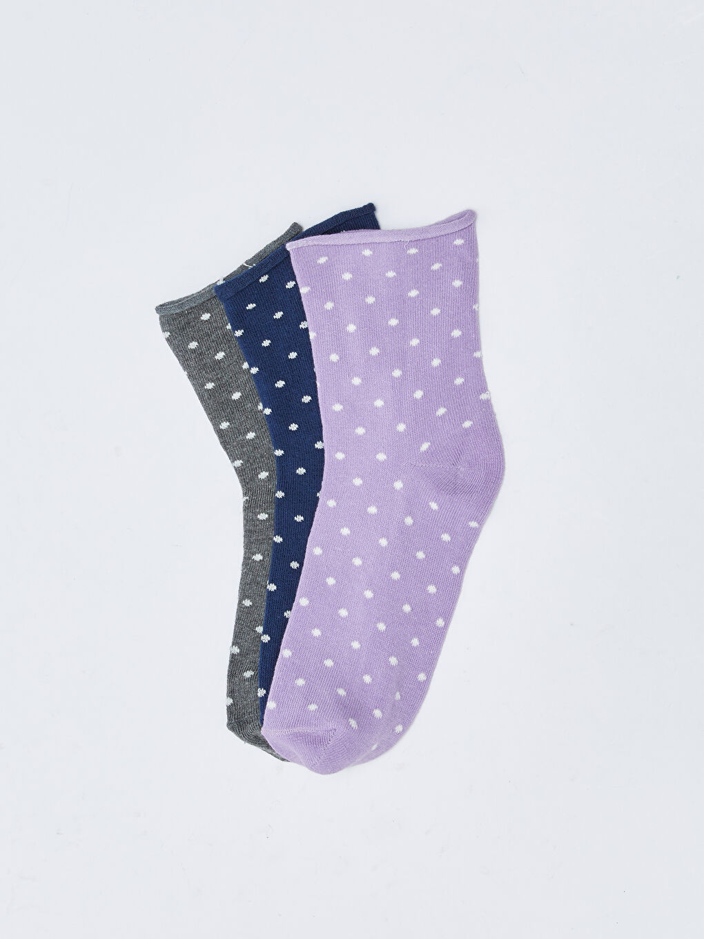 Lila Desenli Kadın Soket Çorap 3'lü