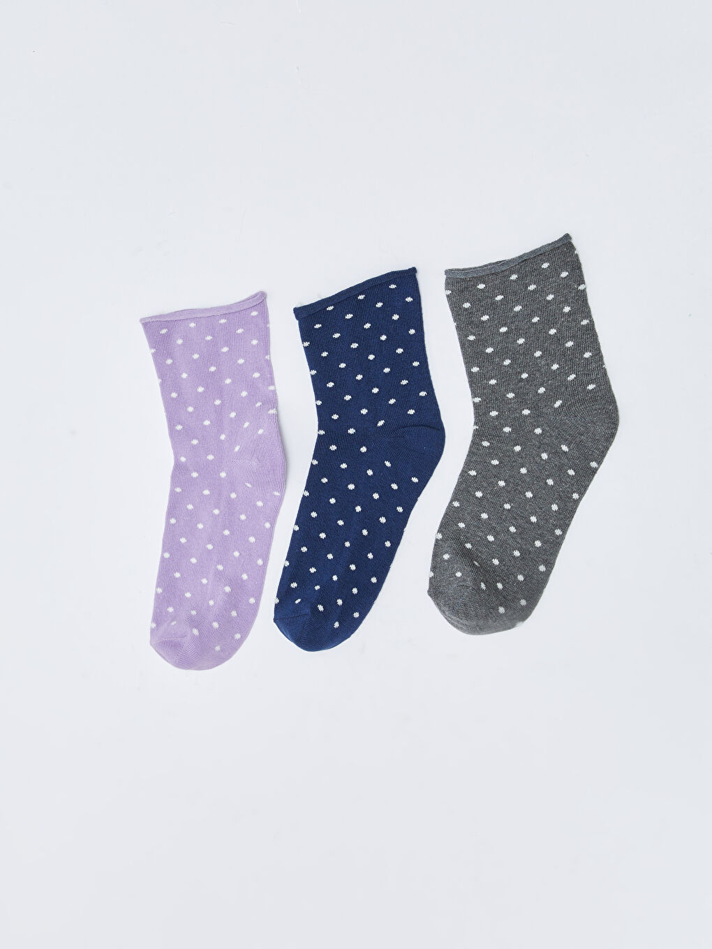 Lila Desenli Kadın Soket Çorap 3'lü-1