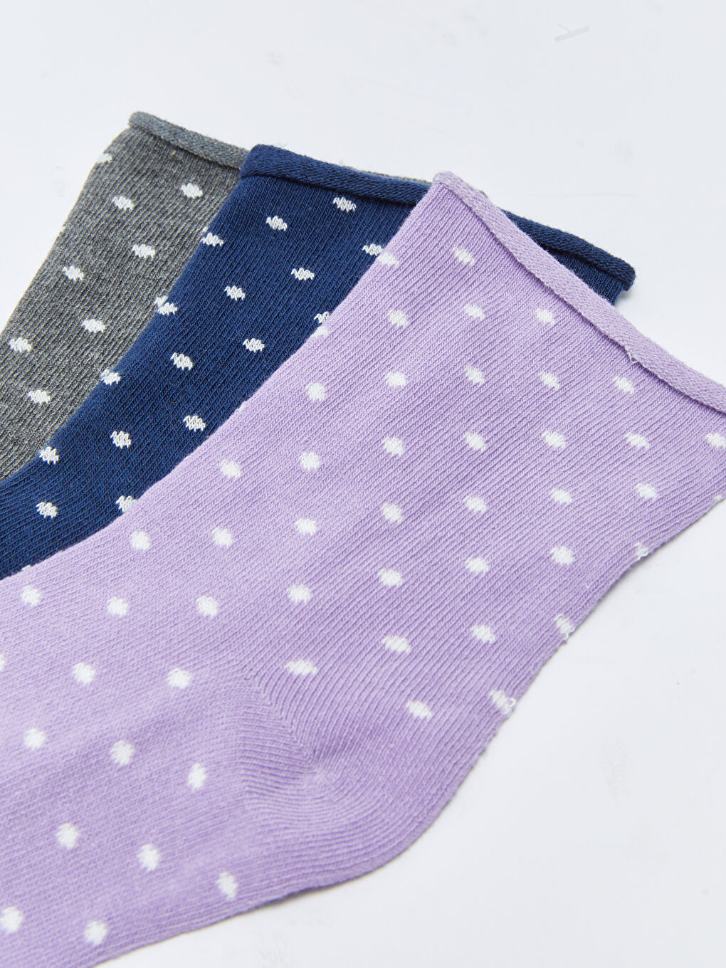 Lila Desenli Kadın Soket Çorap 3'lü-2