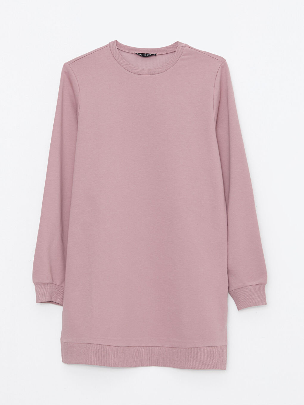 LCW Modest Pembe Bisiklet Yaka Düz Uzun Kollu Kadın Sweatshirt Tunik - 5