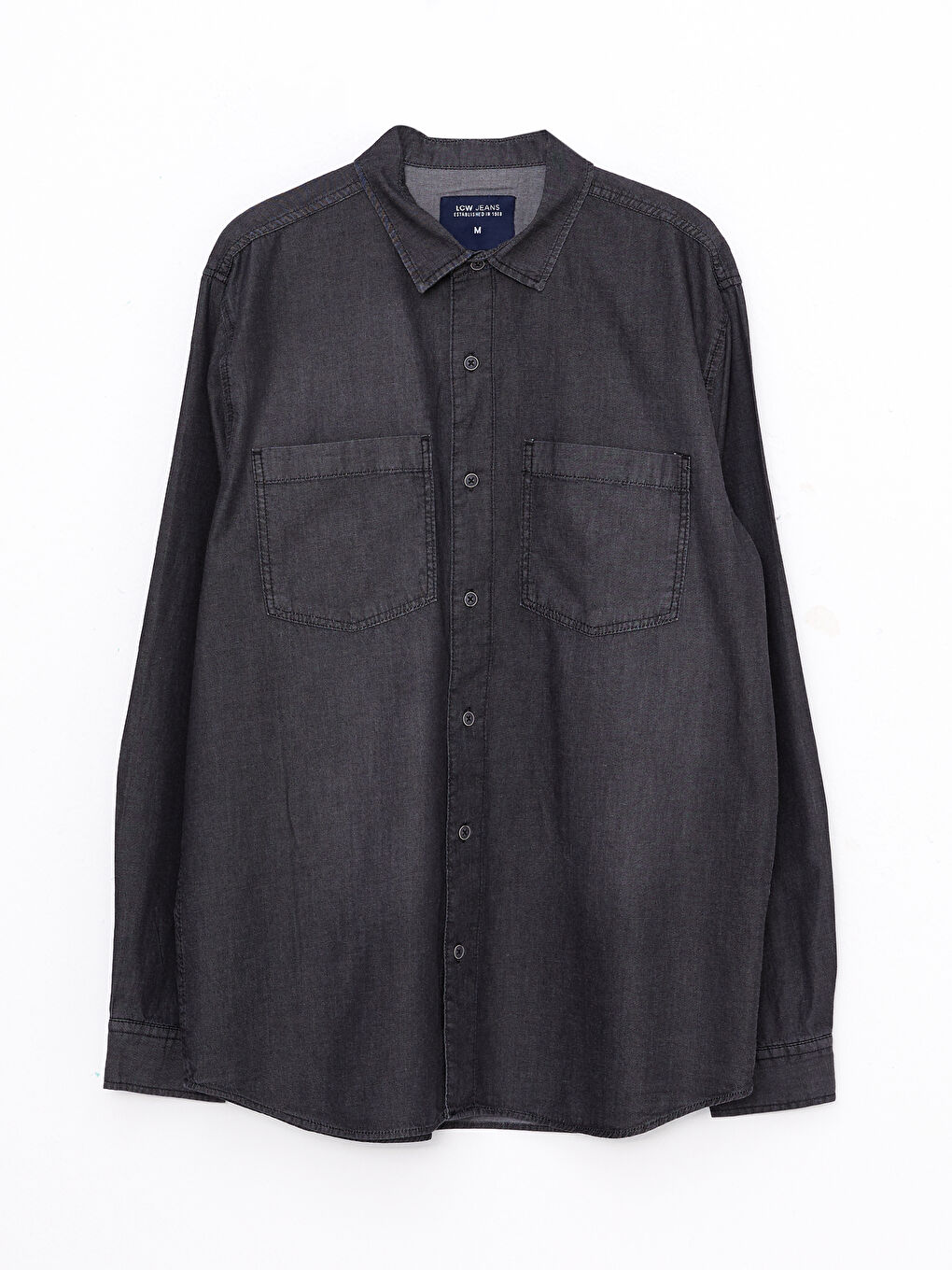 Рубашка из денима с длинным рукавом свободного кроя для мужчин-5