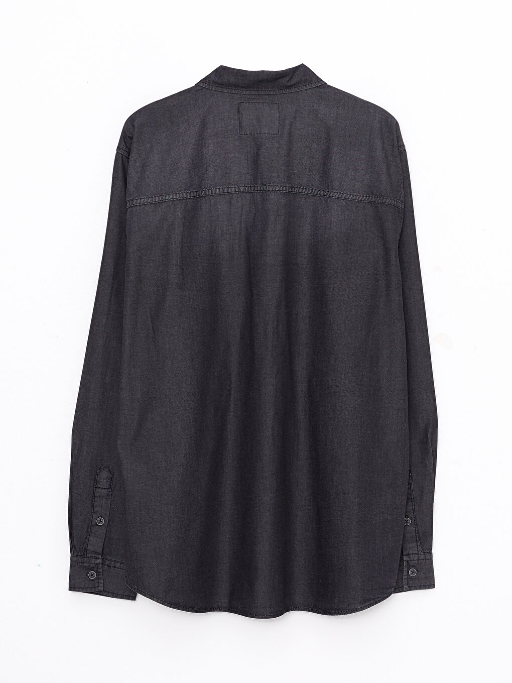 Рубашка из денима с длинным рукавом свободного кроя для мужчин-6