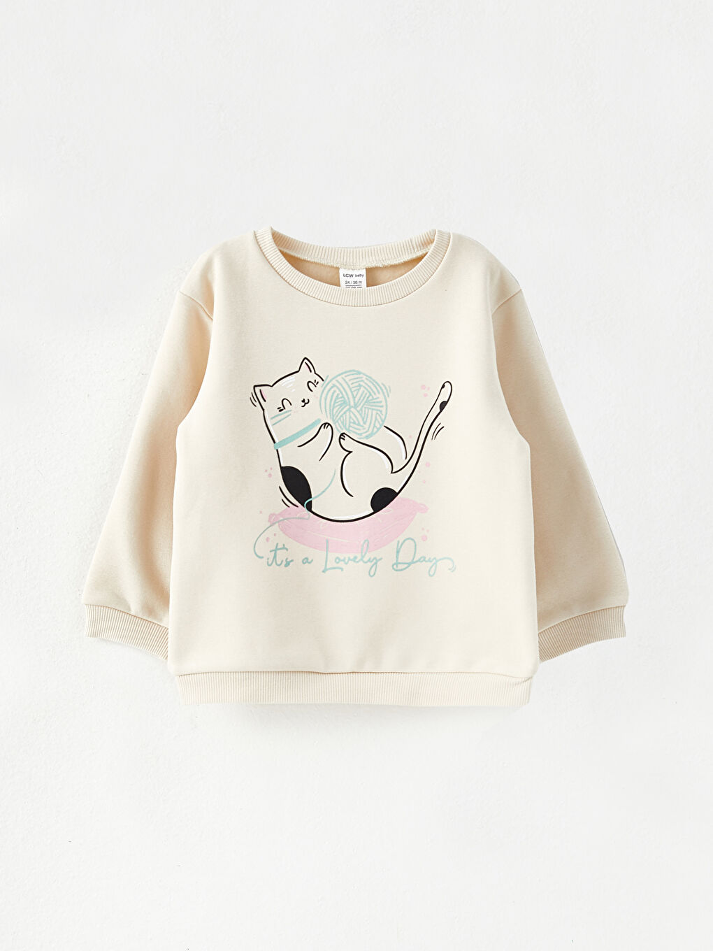 LCW baby Yeşil Bisiklet Yaka Uzun Kollu Baskılı Kız Bebek Sweatshirt 2'li - 2