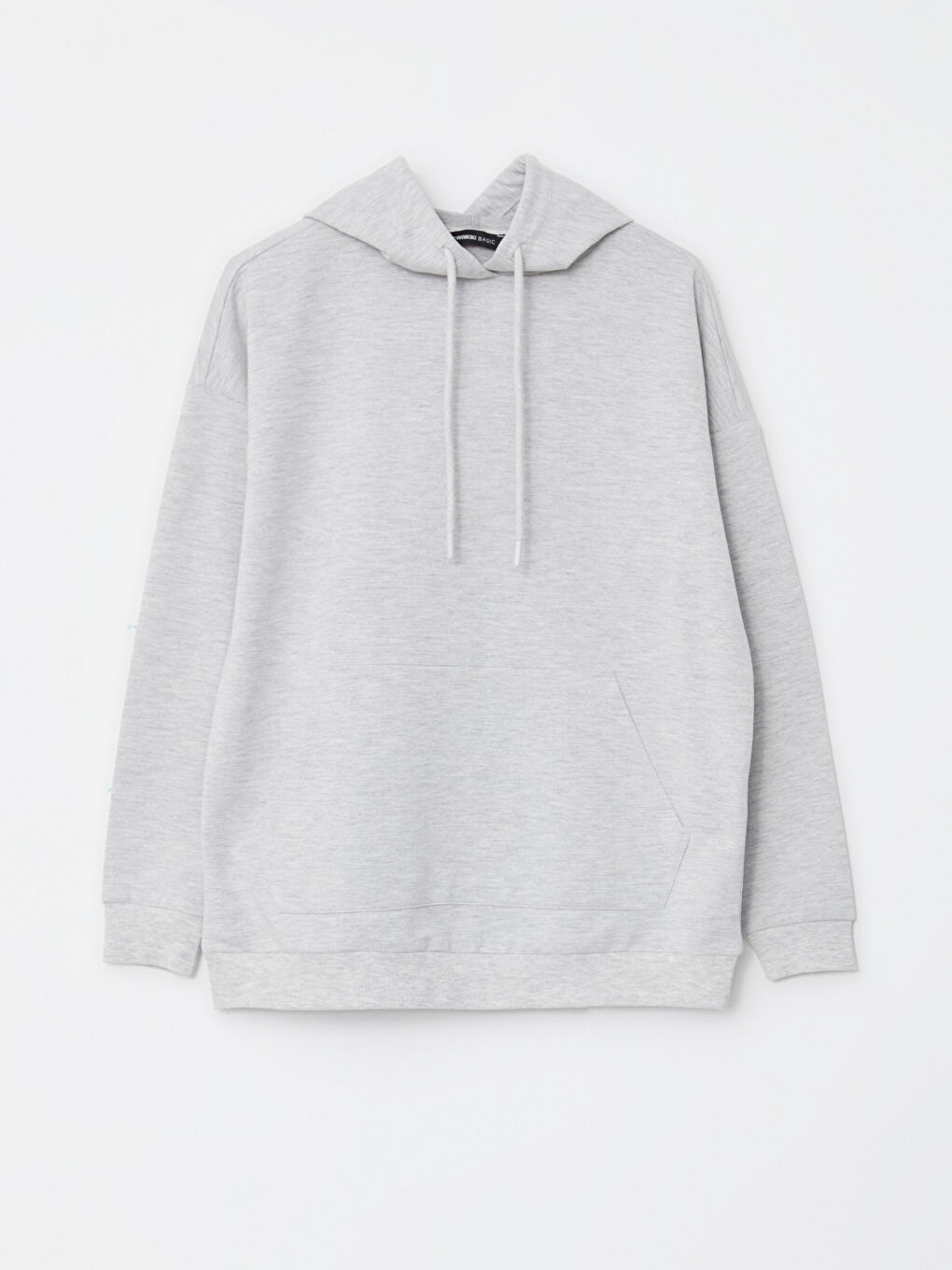 LCWAIKIKI Basic Kar Beyazı Melanj Düz Oversize Kadın Hoodie - 5