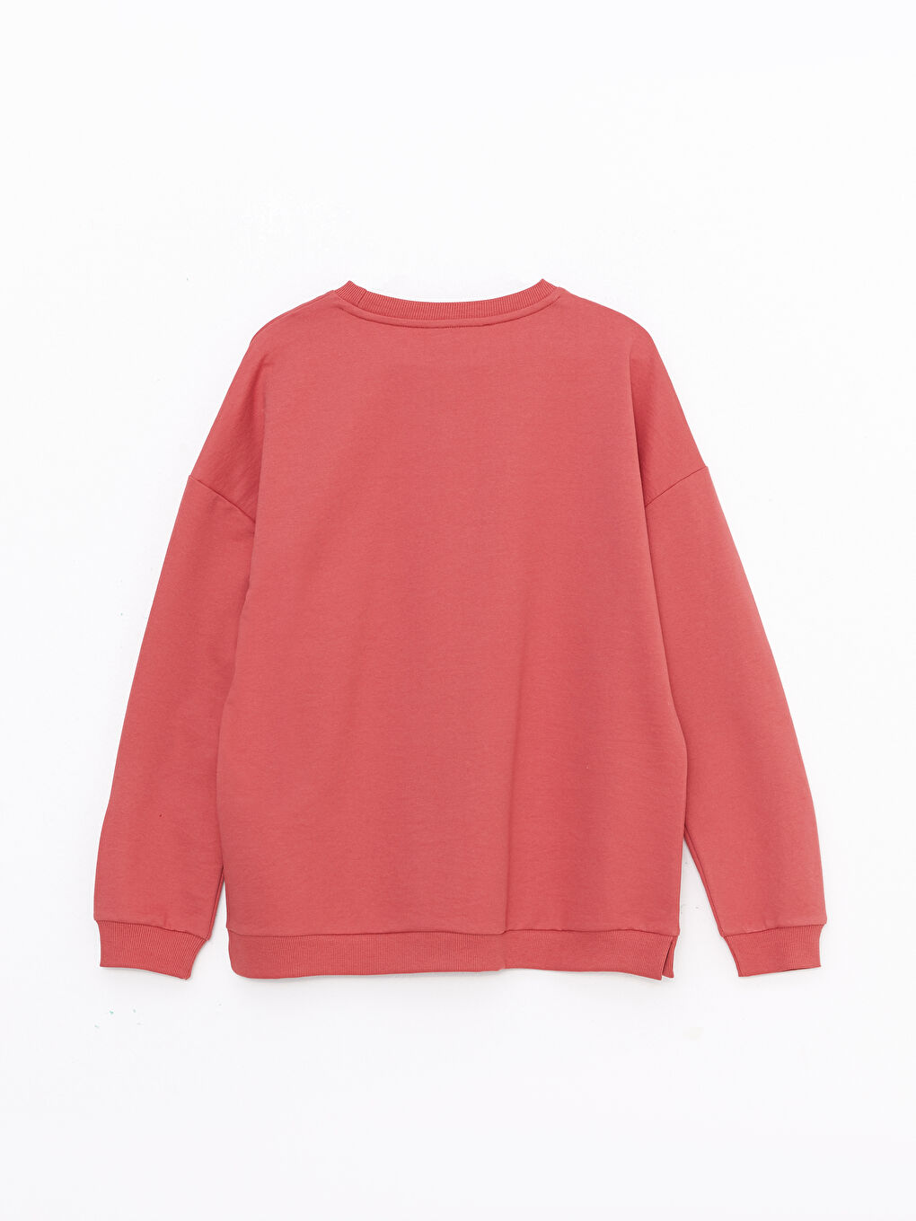 Kırmızı Bisiklet Yaka Oversize Kadın Sweatshirt-8