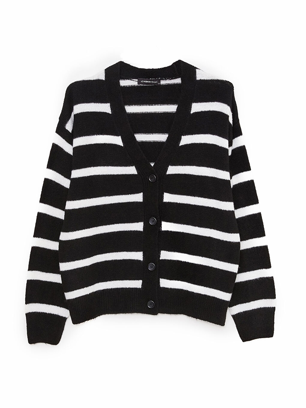 V-Neck Striped Long Sleeve Knitwear Women's Cardigan-5