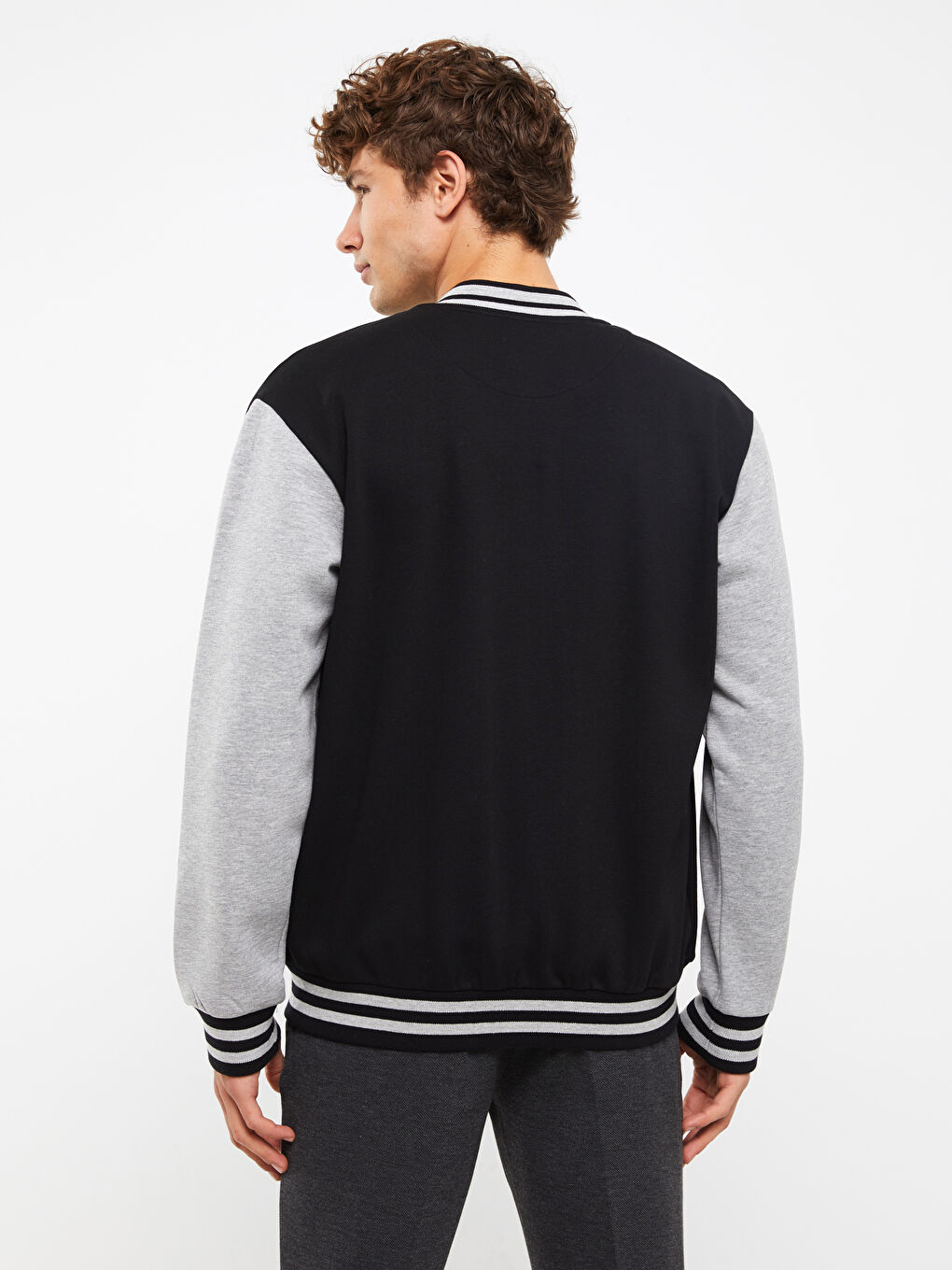 Relaxed Fit Long Sleeve Men's Thick College Jacket -W2HP05Z8-CVL