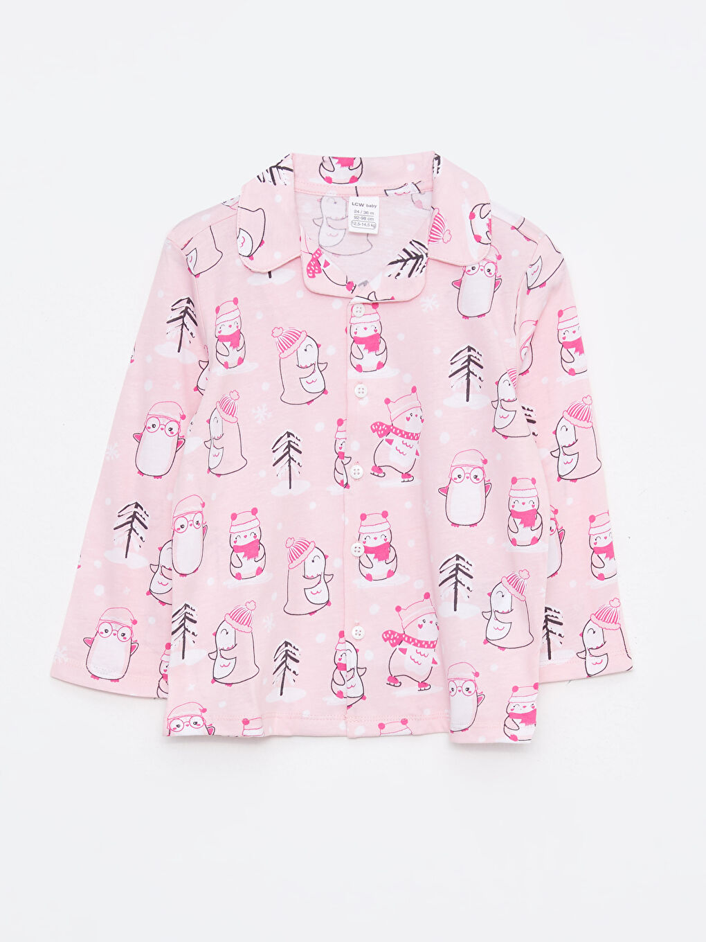 Polo Neck Long Sleeve Printed Baby Girl Pajama Set-1