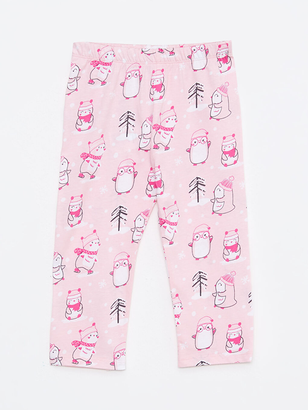 Polo Neck Long Sleeve Printed Baby Girl Pajama Set-2