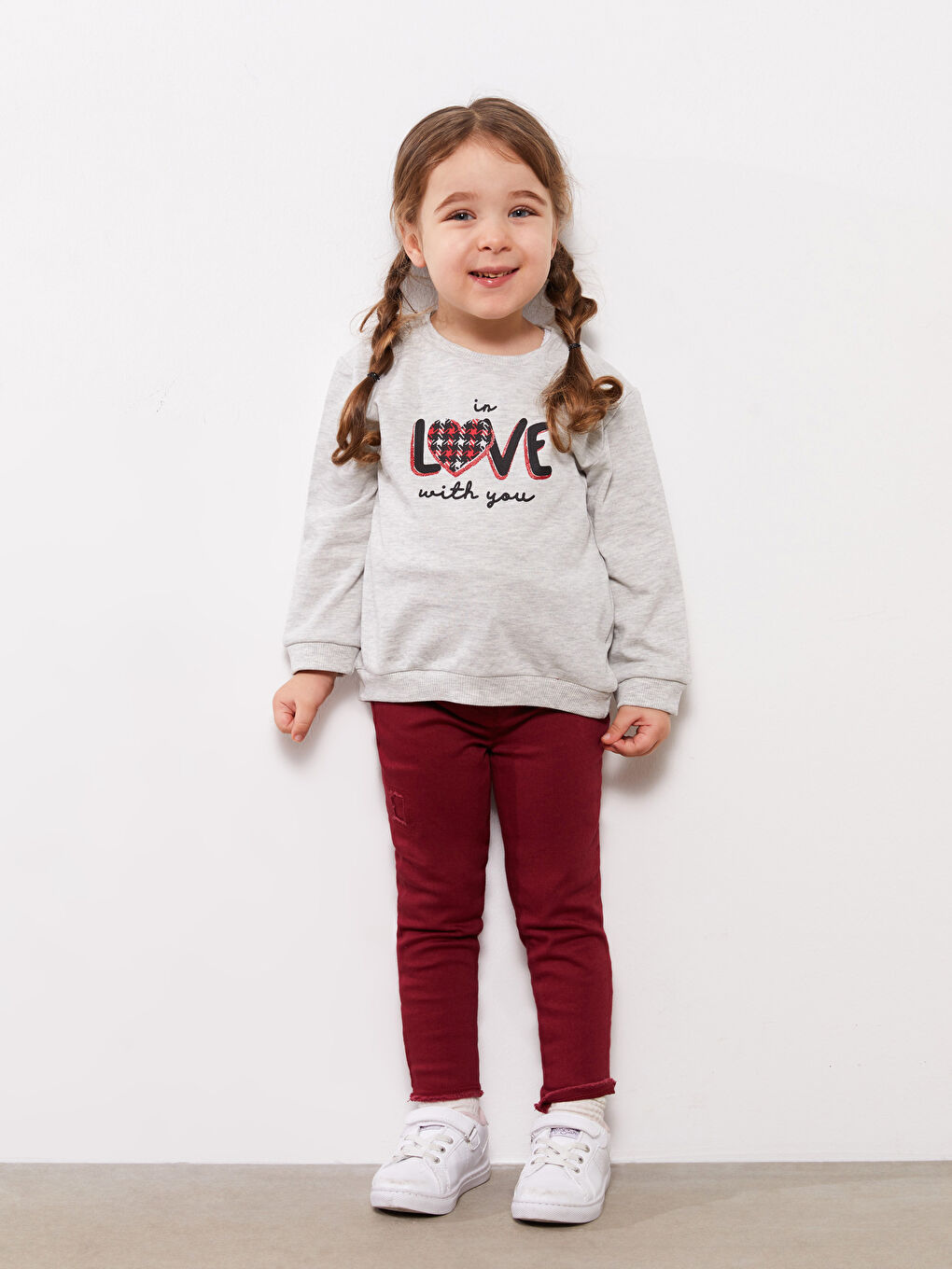 Kırmızı Bisiklet Yaka Uzun Kollu Baskılı Kız Bebek Sweatshirt 2'li-4