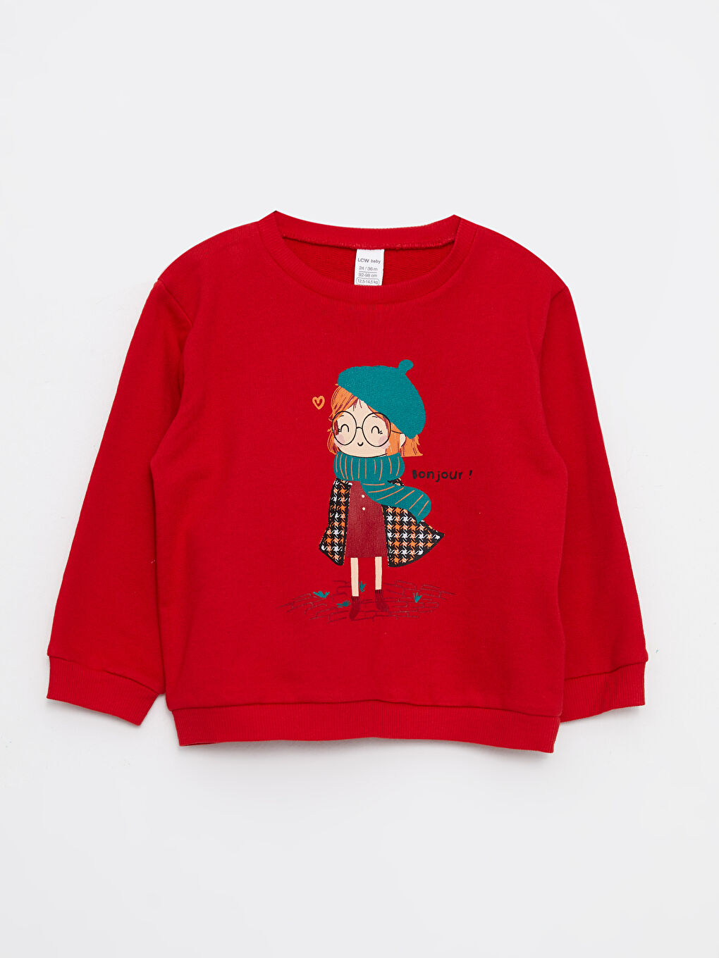 Kırmızı Bisiklet Yaka Uzun Kollu Baskılı Kız Bebek Sweatshirt 2'li-8