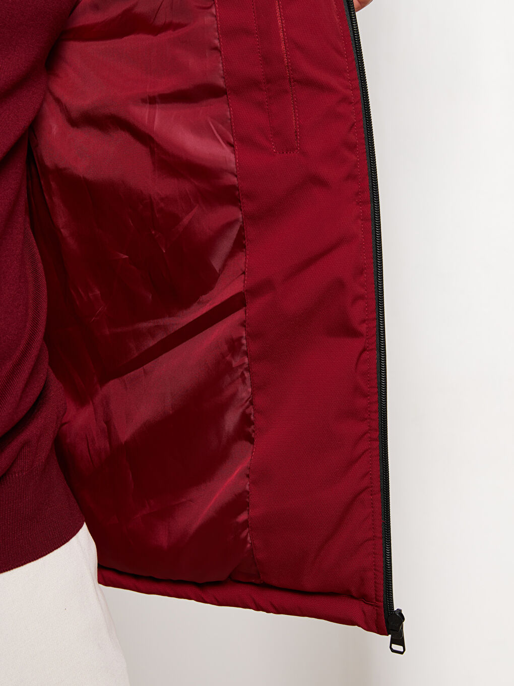 Kırmızı Standart Kalıp Kapüşonlu Erkek Şişme Mont-3