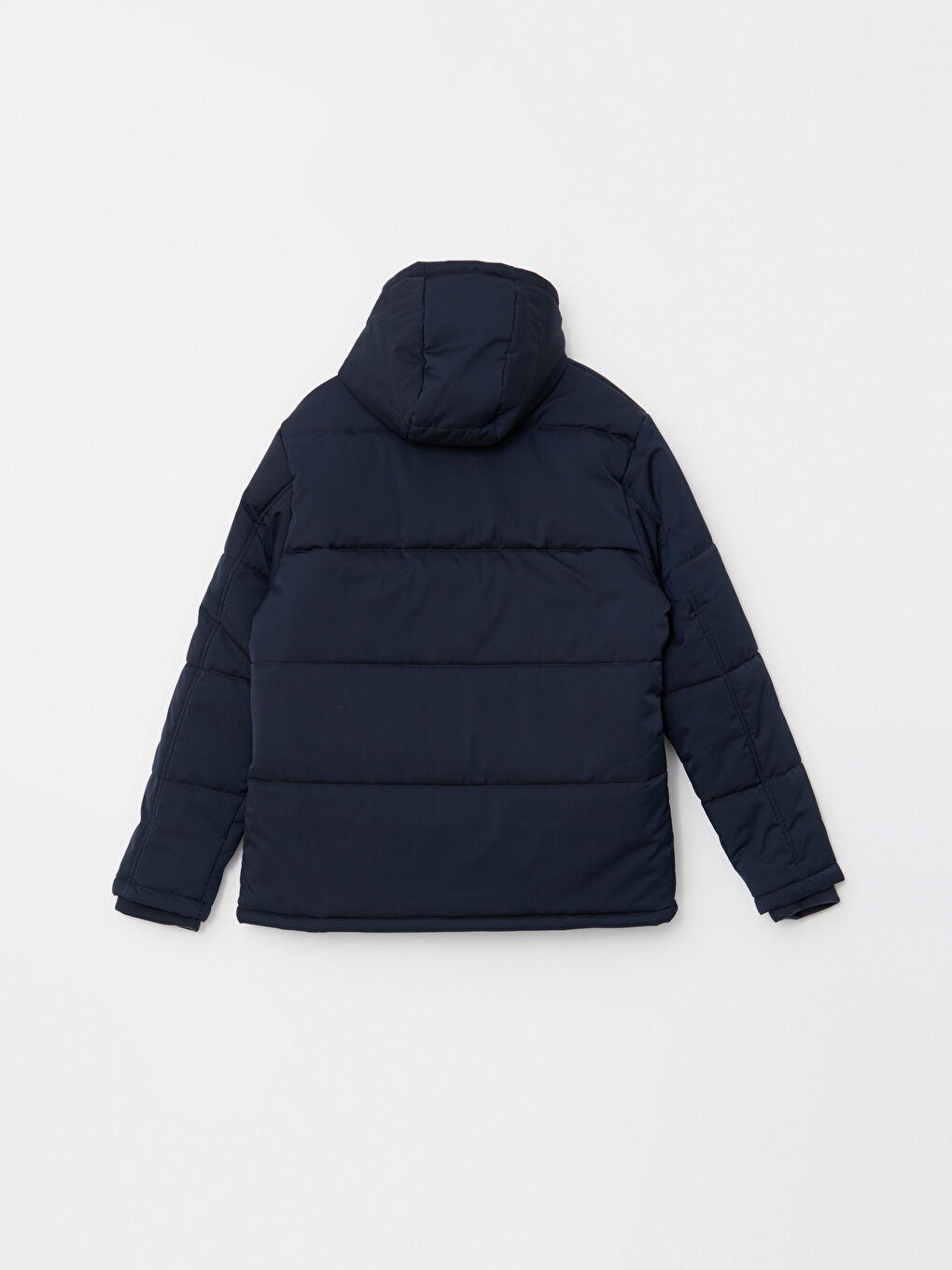 Lacivert Standart Kalıp Kapüşonlu Erkek Şişme Mont-2