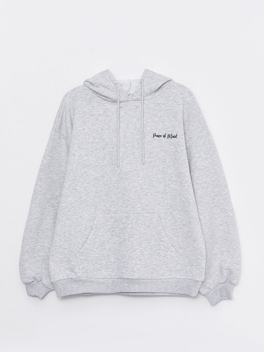 XSIDE Gri Melanj Kapüşonlu Baskılı Uzun Kollu Kadın Sweatshirt - 5