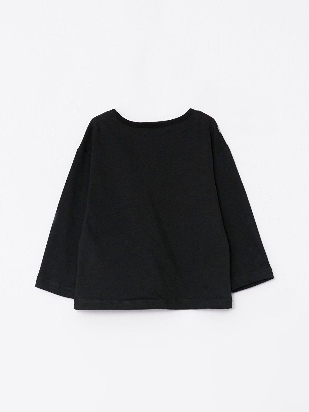 Siyah Bisiklet Yaka Uzun Kollu Baskılı Kız Bebek Tişört-1