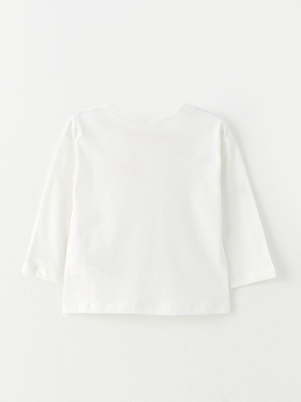 Ekru Bisiklet Yaka Uzun Kollu Baskılı Kız Bebek Tişört-1