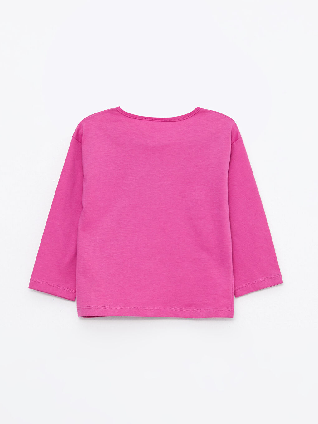 Fuşya Bisiklet Yaka Uzun Kollu Baskılı Kız Bebek Tişört-1