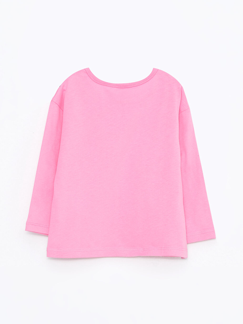 Pembe Bisiklet Yaka Uzun Kollu Baskılı Kız Bebek Tişört-1