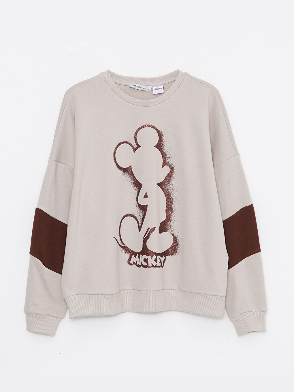 LCW Vision Açık Gri Bisiklet Yaka Mickey Mouse Baskılı Uzun Kollu Kadın Sweatshirt - 5