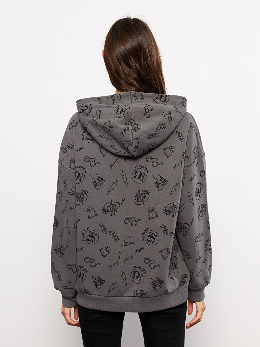 LCW Vision Hoodie Harry Potter Printed Long Sleeve Oversize Women's Sweatshirt -W2HP50Z8-LRW
