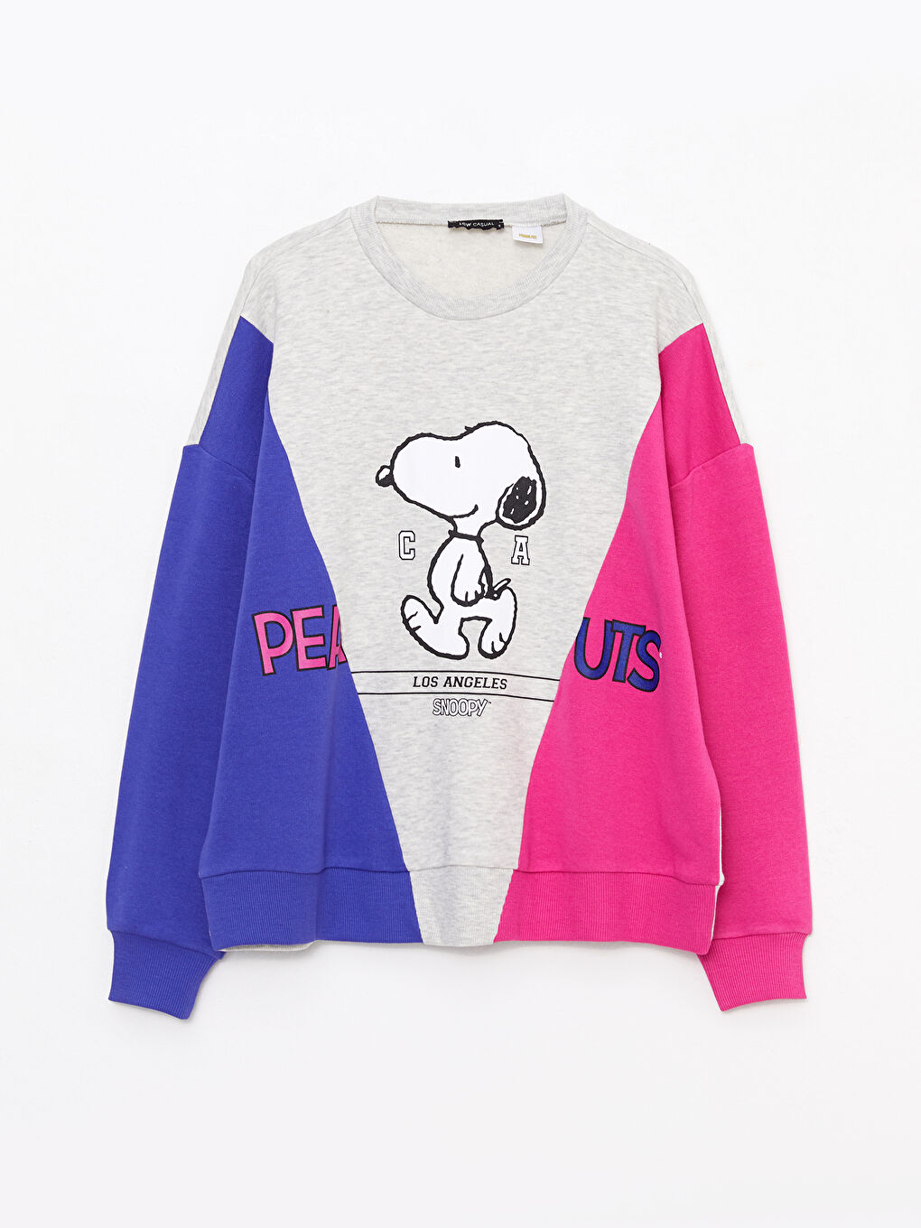 LCW Vision Gri Melanj Bisiklet Yaka Snoopy Baskılı Uzun Kollu Kadın Sweatshirt - 5