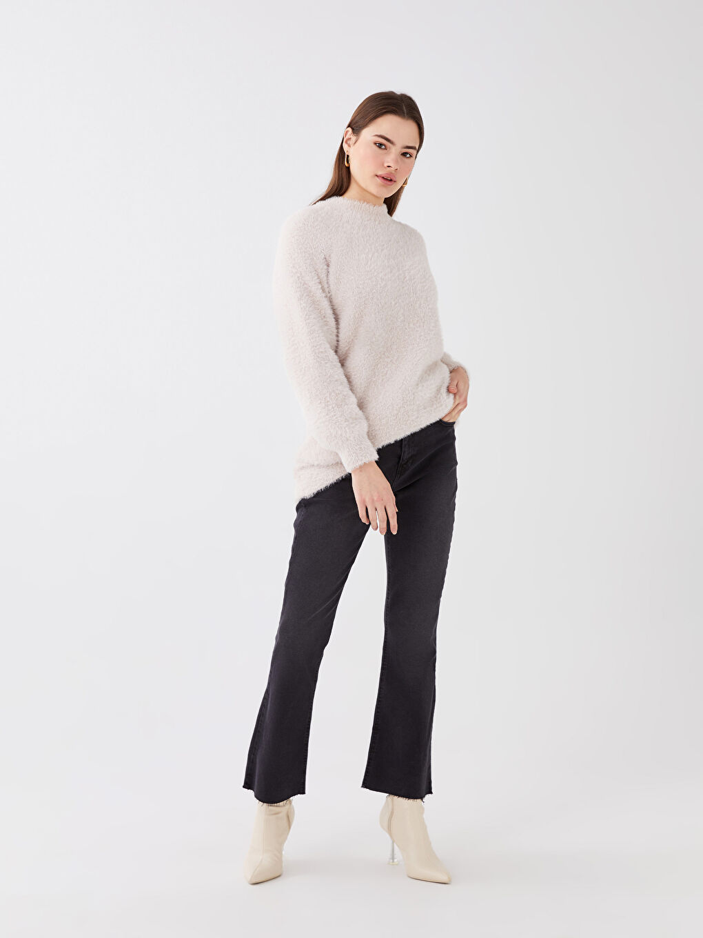 Siyah Mars Flare Kadın Jean Pantolon-3