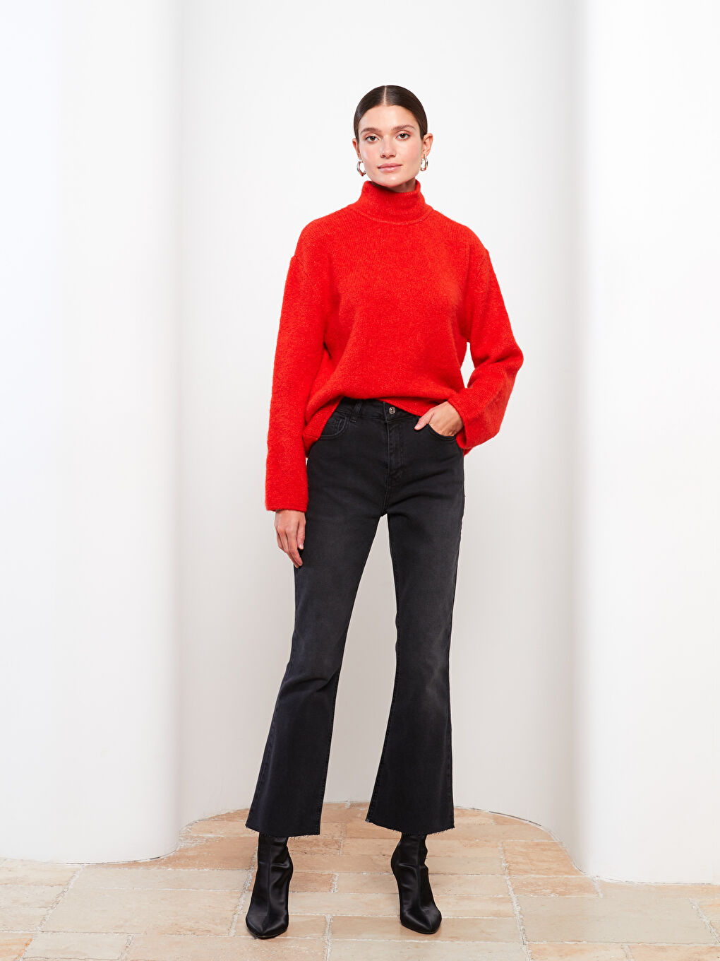 Siyah Mars Flare Kadın Jean Pantolon-2