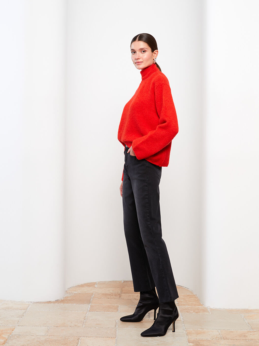 Siyah Mars Flare Kadın Jean Pantolon-5