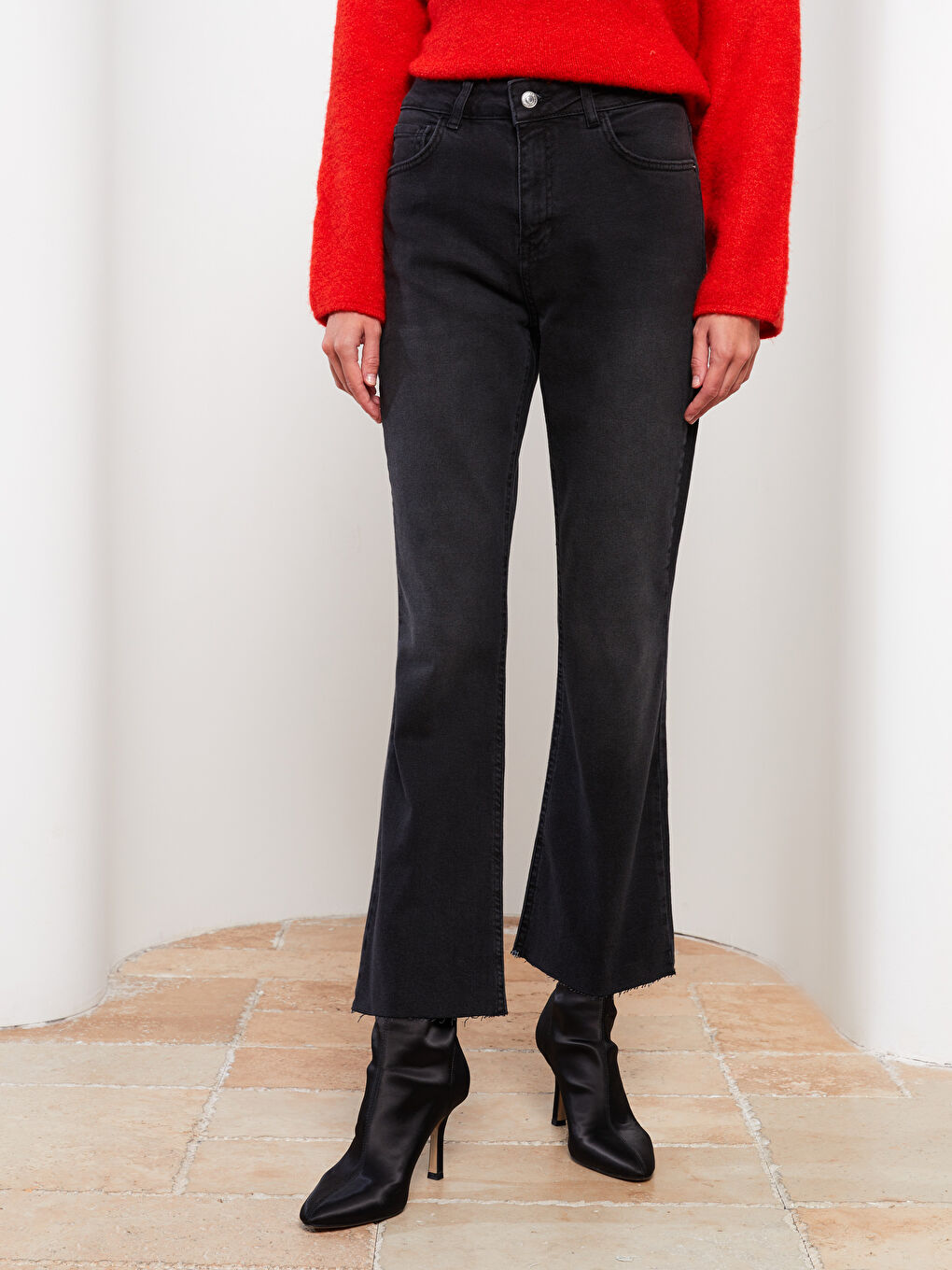 Siyah Mars Flare Kadın Jean Pantolon-11