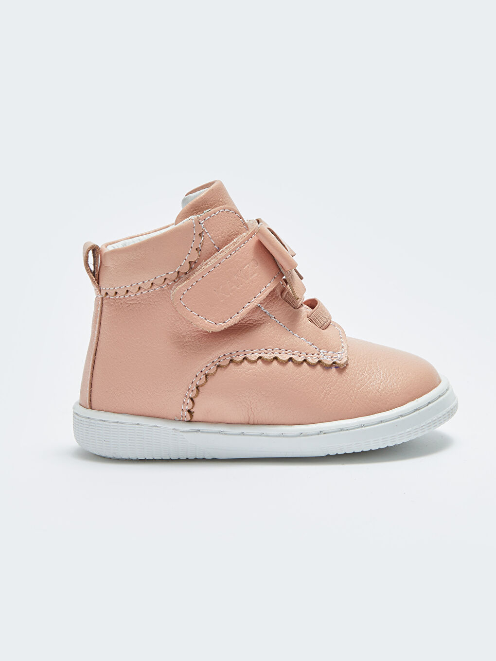 Pembe Hakiki Deri Cırt Cırtlı Kız Bebek İlk Adım Ayakkabısı-1