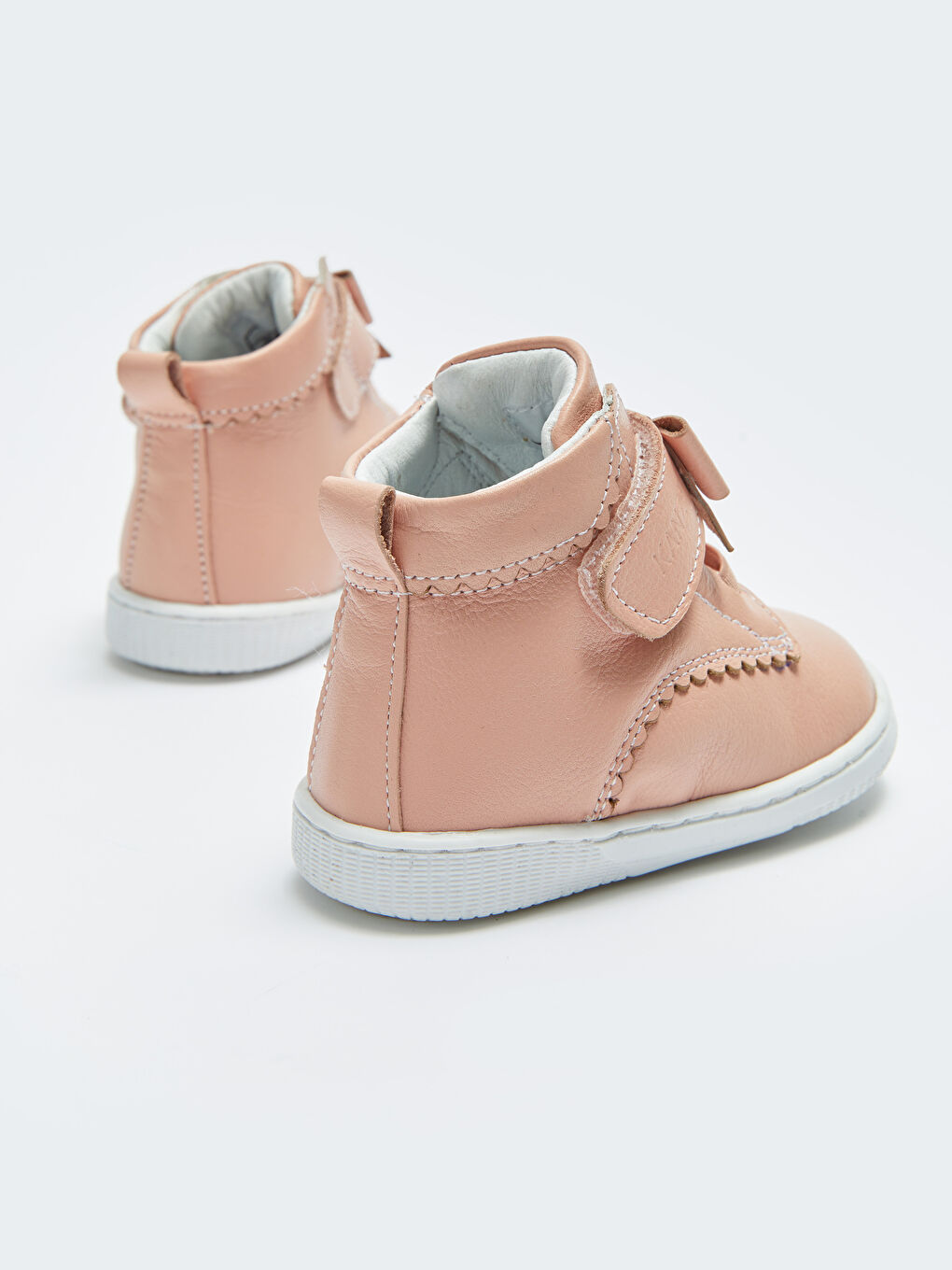 Pembe Hakiki Deri Cırt Cırtlı Kız Bebek İlk Adım Ayakkabısı-4