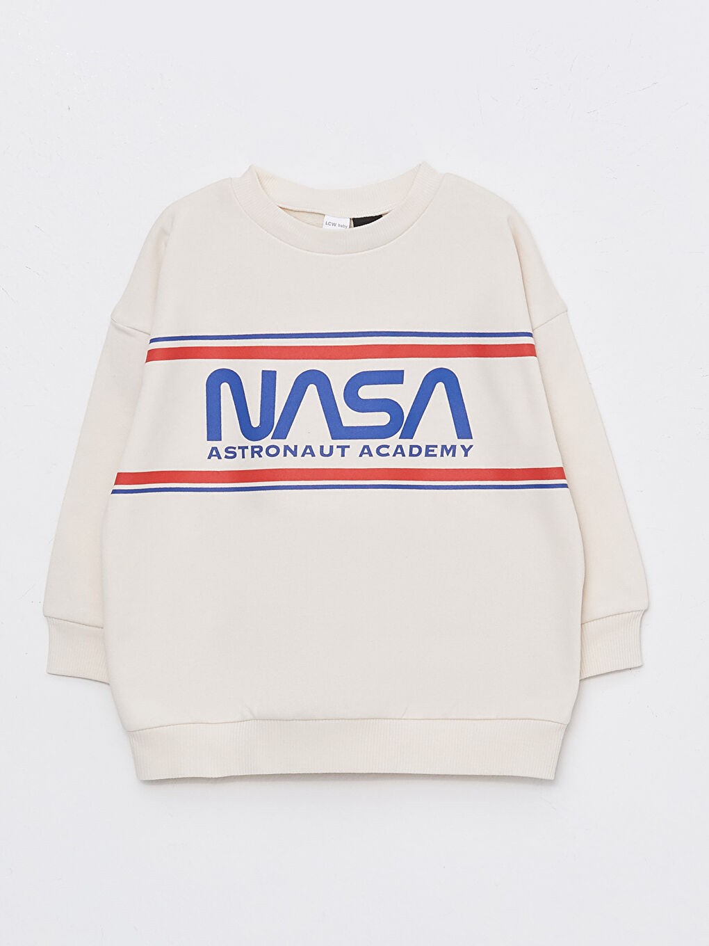 LCW baby Bej Bisiklet Yaka Uzun Kollu Nasa Baskılı Erkek Bebek Sweatshirt ve Eşofman Alt 2'li Takım - 1